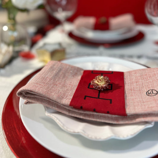 Lot de serviettes de table en lin Doumini Antiquity 45x45 cm Rouge