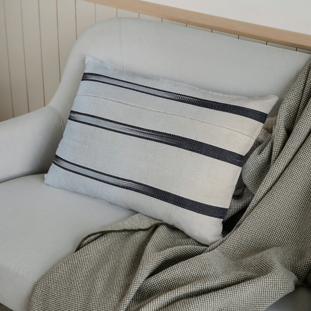 Winter Shards Cushion in Snow White Woven Cotton